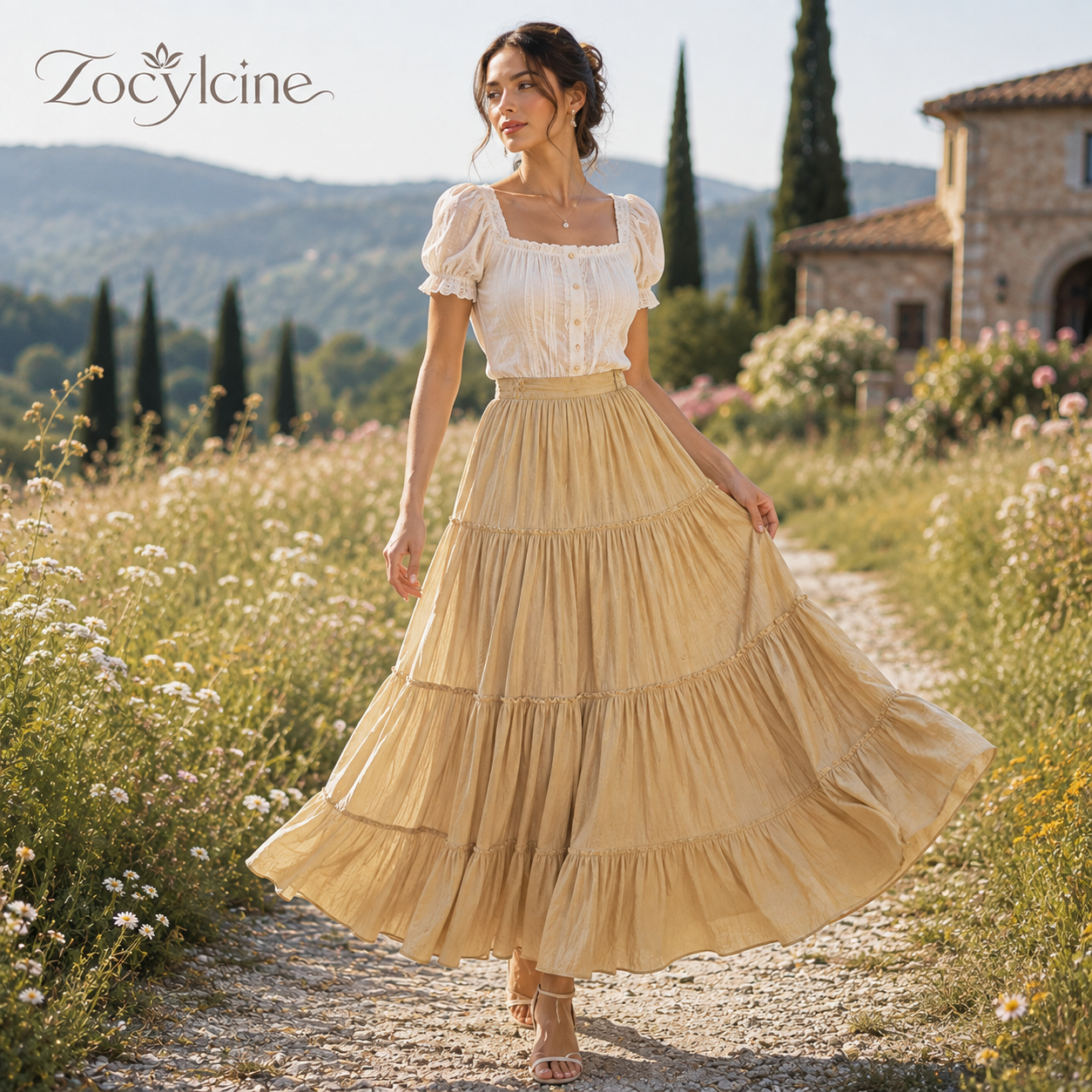 Zocylcine™ Honey Fern High-Waisted Pleated Shorts